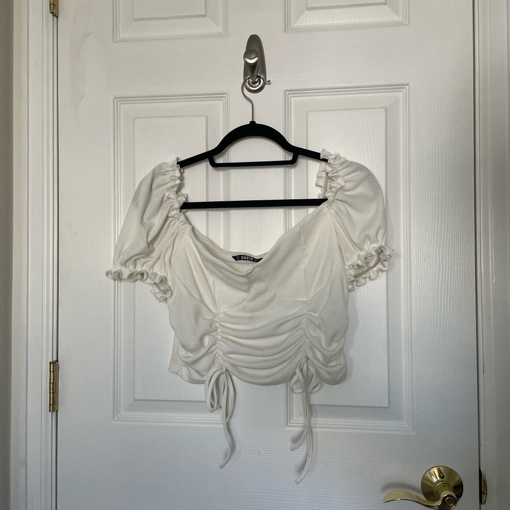 Shien white cropped boustiee